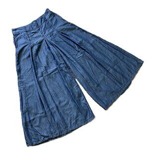 Neways Palazzo Pants Flowy Lyocell Extra Wide Leg Blue with Pockets
